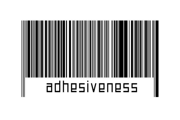 Barcode op witte achtergrond met onderstaande inscriptielijm. Begrip handel en mondialisering - Foto, afbeelding