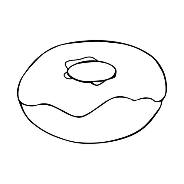 Donut doodles. Hand drawn vector illustration. Donut isolated on white background. Line art. - Vetor, Imagem