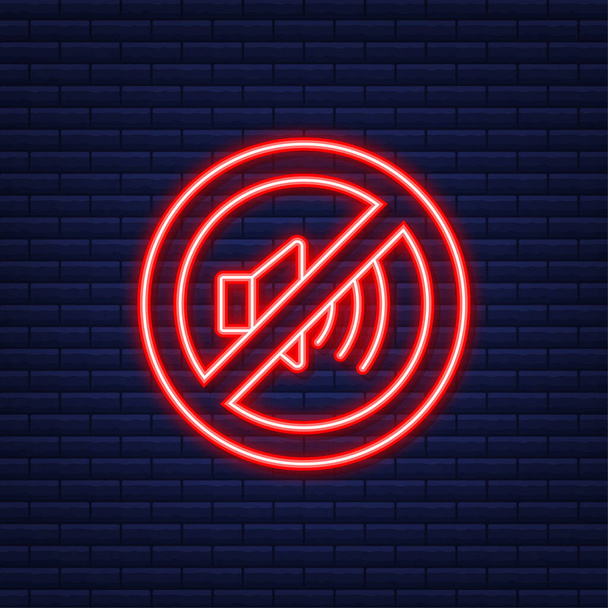 No sound phone. Neon icon. Telephone call. Cell phone icon. Vector illustration. - Vector, Image