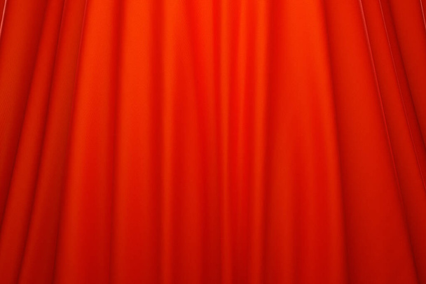 Illustration 3D de la texture d'un tissu naturel rouge avec des plis. Fond abstrait de beau tissu naturel gros plan. Rideaux rouges, rideau de scène - Photo, image