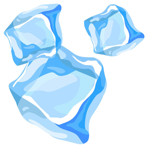 Set of frozen ice cubes. Transparent vector isolated on a white background - Vector, Image