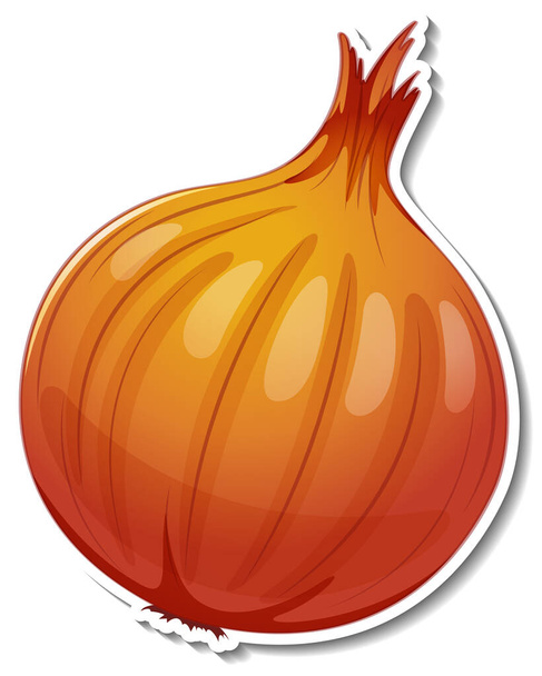 Onion Sticker auf weißem Hintergrund Illustration - Vektor, Bild