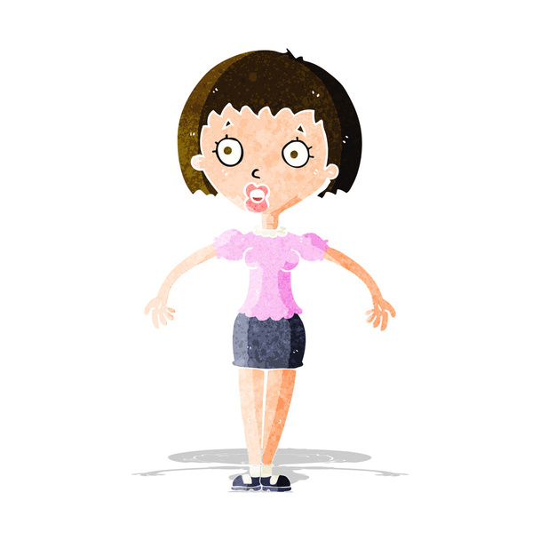cartoon confused woman shrugging shoulders - Vector, Image