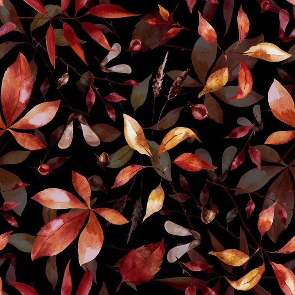 Seamless pattern of red autumn leaves. Bright leaf fall. Modern pattern. You can use it for your own design. - Fotografie, Obrázek