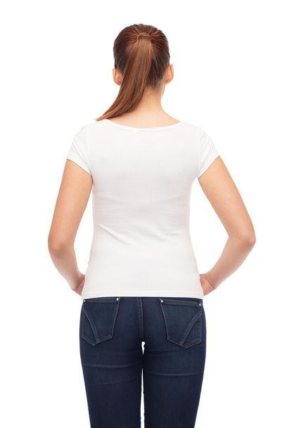 young woman in blank white t-shirt - Fotó, kép