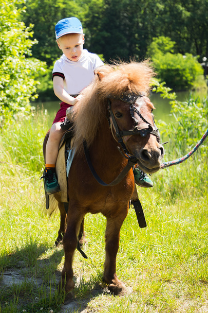 Junge reitet Pony - Foto, Bild
