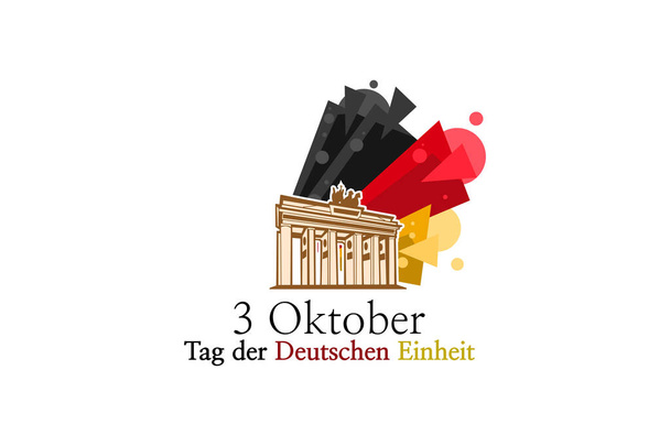 Μετάφραση: 3 Οκτωβρίου, Ημέρα της Γερμανικής Ενότητας, διανυσματική απεικόνιση με εθνικό ορόσημο. Κατάλληλο για ευχετήρια κάρτα, αφίσα και banner - Διάνυσμα, εικόνα