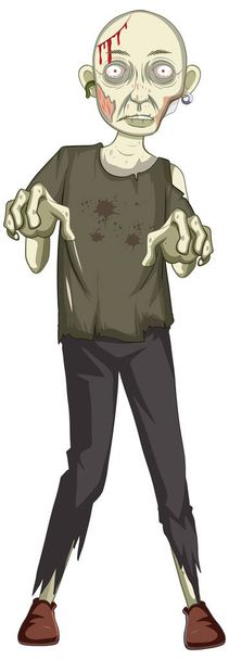 Beyaz arkaplandaki korkunç zombi karakteri - Vektör, Görsel