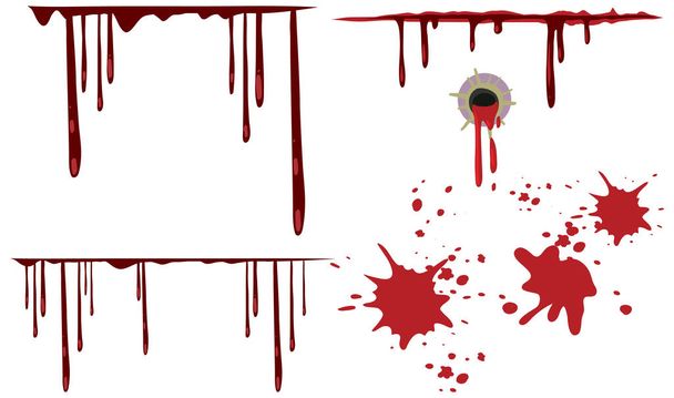 Dripping sangue impostato su sfondo bianco illustrazione - Vettoriali, immagini