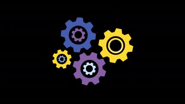 Mechanism gears close rotating motion graphic. Gears turning process. Process, working, procedure, connection, cooperation concept animation. Loopable animation with alpha channel. - Footage, Video