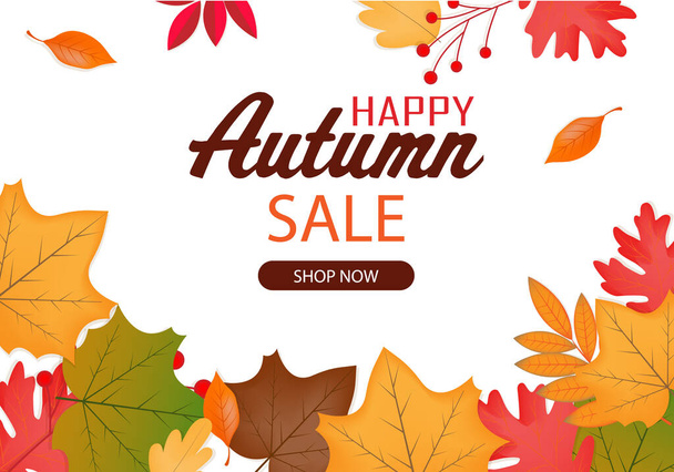 Autumn discounts illustration with leaves background. Isolated vector - Vector, Image