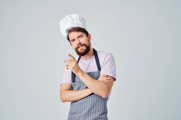 man in chefs uniform cooking food restaurant - Photo, image