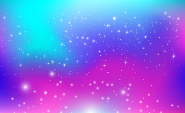 Přechod růžové a modré abstraktní pozadí. Galaxie, prostor a hvězdy. - Vektor, obrázek
