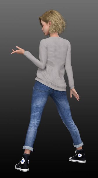 Tween ή Teenage Girl σε τζιν και πουλόβερ - Φωτογραφία, εικόνα
