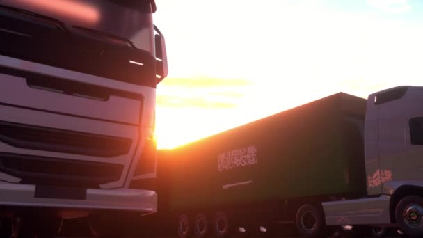 Ciężarówki z Arabii Saudyjskiej załadunek lub rozładunek w doku magazynowym - Materiał filmowy, wideo