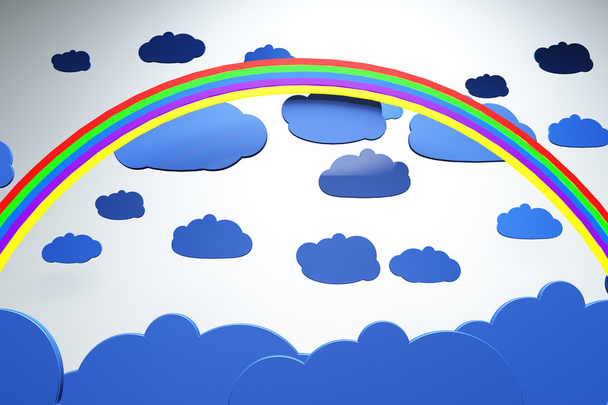Cartoony σύννεφα και ουράνιο τόξο - Φωτογραφία, εικόνα