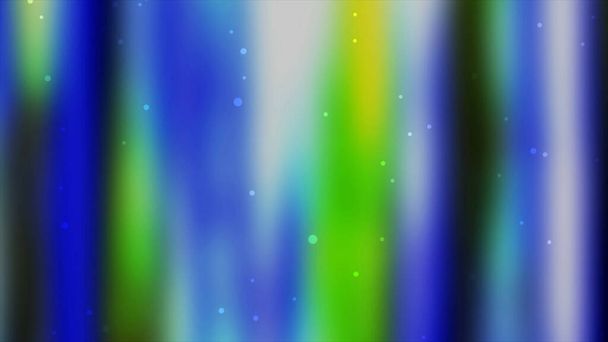 Blaue, weiße und gelbe Aura des Lichts, das auf schwarzem Hintergrund in einer nahtlosen Schleife leuchtet. Bewegung. Farbenfroher Farbverlauf, der vertikale verschwommene Streifen bewegt. - Foto, Bild