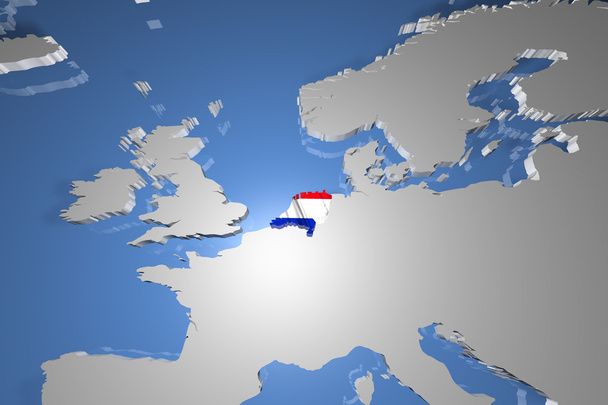 Hollandia ország térképét a kontinens 3D-s illusztráció - Fotó, kép
