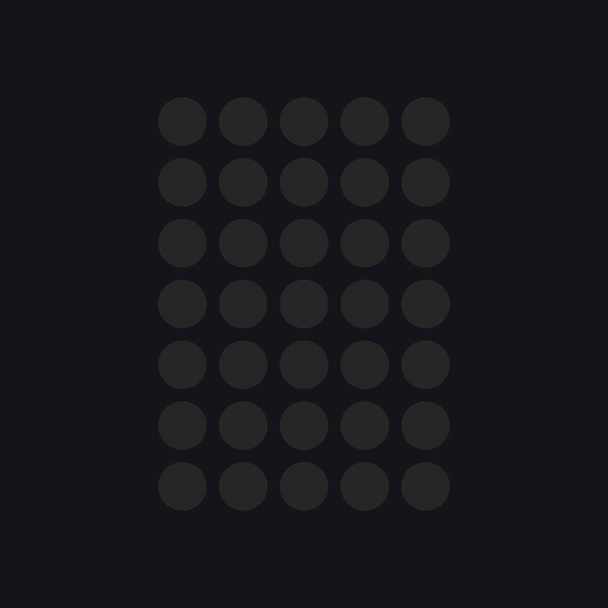 Elektroninen numero digitaalinen näyttö, jossa on kytketty pois päältä numerot pyöreät tummanharmaat pisteet mustalla taustalla - Valokuva, kuva