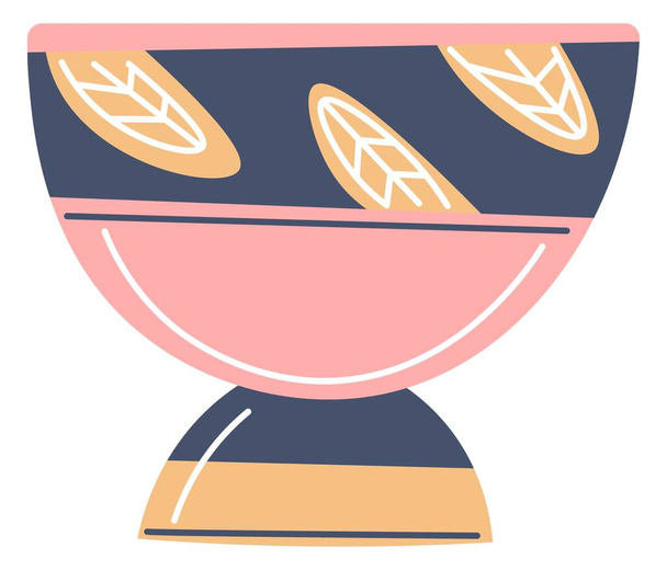 Cup with leaves and geometric lines decor vector - Διάνυσμα, εικόνα