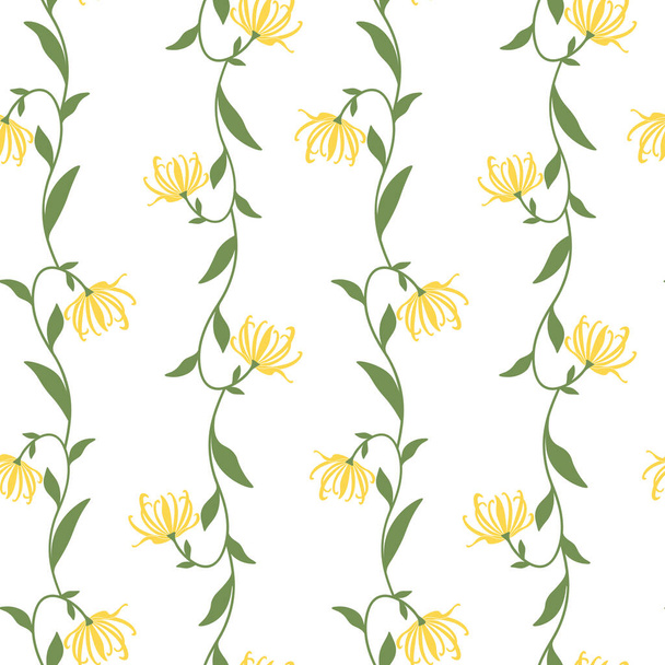 Seamless Vertical Stripe Pattern with Ylang Ylang or Cananga Branches. Seamless Pattern for Textile, Wallpaper, Backdrop, Wrapping Papers, Scrapbooking, Home Decor, Apparel - Vektor, Bild