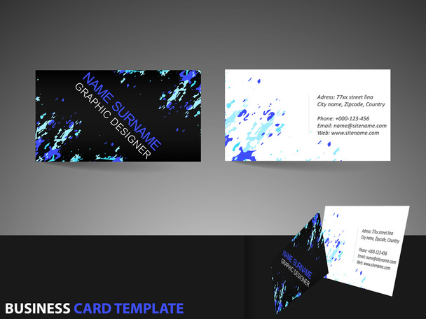 Business card template with front and back side - Vector, Image
