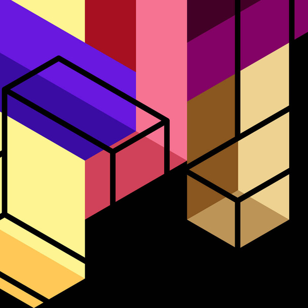 Sfondo astratto. Cubi 3d, elementi cubici e blocchi. Techno o concetto di business per carta da parati, banner, sfondo, pagina di destinazione - Vettoriali, immagini