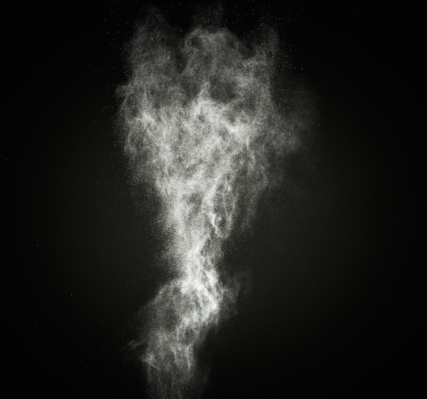 biały proszek eksploduje na czarnym tle - Zdjęcie, obraz