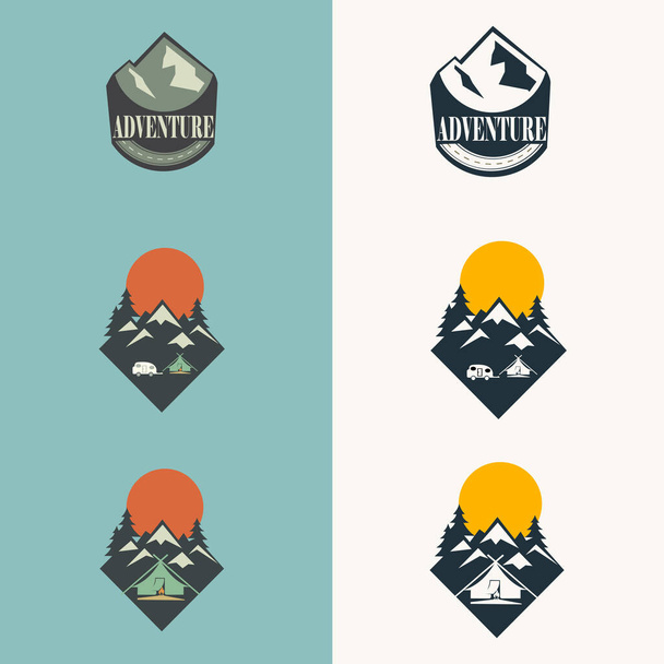Retro summer camp badge logo graphic emblem design. suitable for company logo, print, digital, icon, apps, and other marketing material purpose. summer camp logo set - Vector, afbeelding