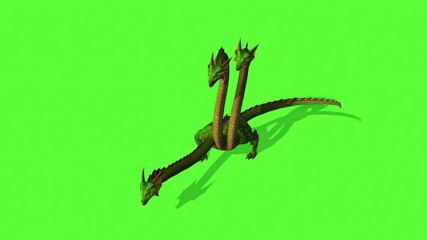 Illustrazione 3d - Serpente d'acqua mistico Idra su sfondo schermo verde - Foto, immagini
