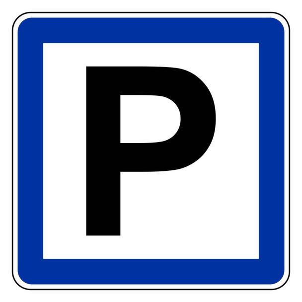 Estacionamento e sinal de estrada como ilustração vetorial - Vetor, Imagem