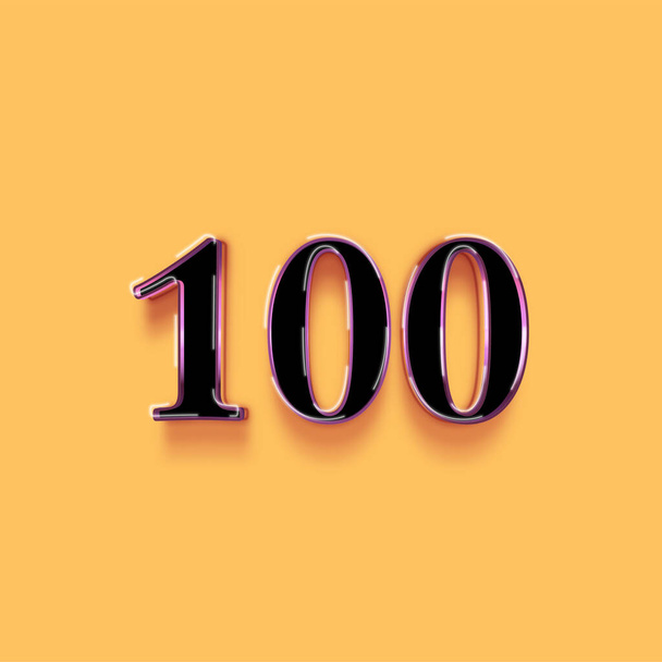 Nummer 100 symbool ontwerp. Geniet van speciale aanbieding 100 nummer Verkoop bord op gele achtergrond - Foto, afbeelding