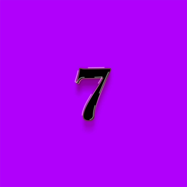 Symboldesign Nummer 7. Genießen Sie Sonderangebot 7 Zahl Verkaufsschild auf lila Hintergrund - Foto, Bild