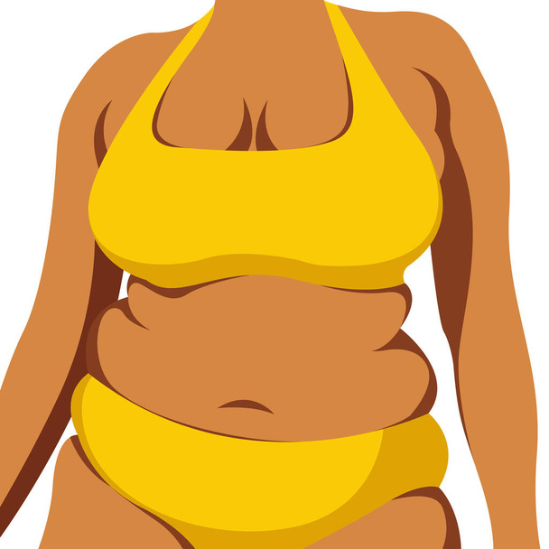 vector trendy illustration on the theme of body positivity. juicy fat girl in underwear who is not shy about fat folds on her body isolated on white background. love yourself and your body.  - Vector, Image