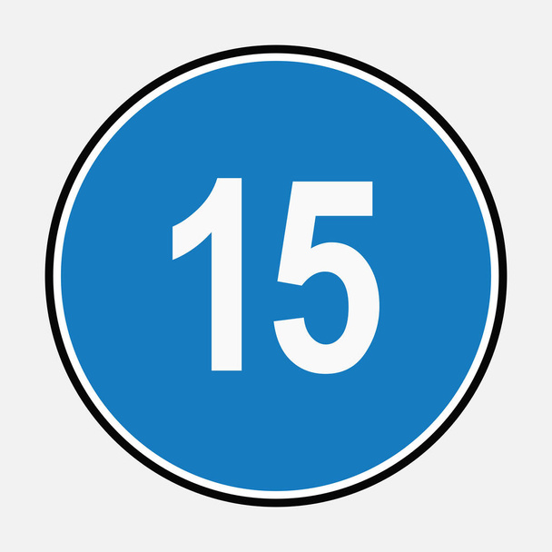 15 Minimalna prędkość ograniczenie niebieski znak drogowy - Piętnaście ograniczenie prędkości znak edytowalny wektor ilustracji. Koncepcja prędkości bezpieczeństwa - Wektor, obraz