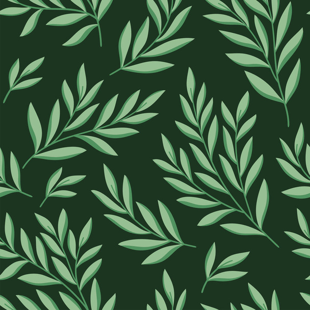 Floral vector seamless pattern. Delicate botanical wallpaper. Repeatable background with leaves. - Vector, Imagen