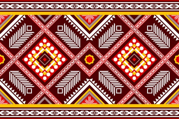 vermelho amarelo étnico geométrico oriental sem costura padrão tradicional. design para fundo, tapete, pano de fundo papel de parede, roupas, envoltório, batik, tecido. estilo de bordado. vetor - Vetor, Imagem