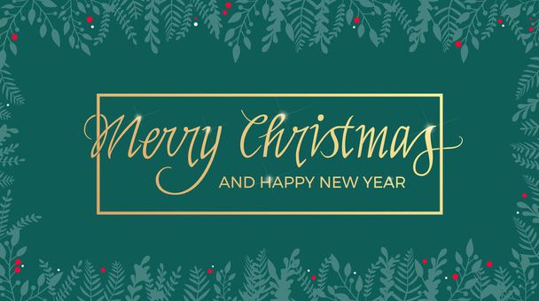 Merry Christmas And Happy New Year Lettering Background - Wektor, obraz