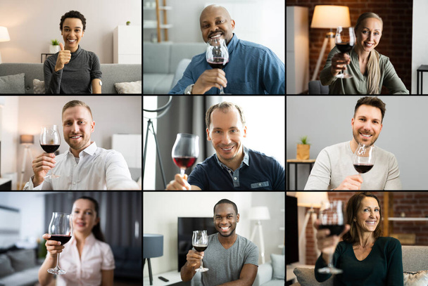 Virtual Wine Taste Video Conference Call Online - Foto, imagen