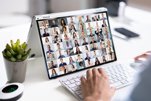 Virtual Video Conference Meeting Chat On Hybrid Laptop - Fotó, kép