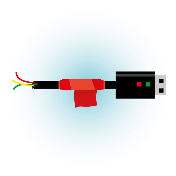 Broken old USB cable ready for recycling - Vector, Image