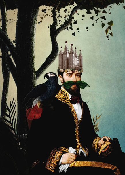 Egy király egy templommal a fején a korona helyett. - Fotó, kép