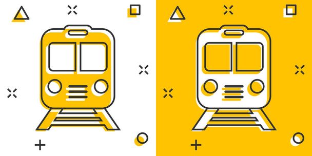 Metro kuvake sarjakuvatyyliin. Junan metro sarjakuva vektori kuvitus valkoinen eristetty tausta. Rautatierahtia roiskevaikutus liiketoimintakonsepti. - Vektori, kuva