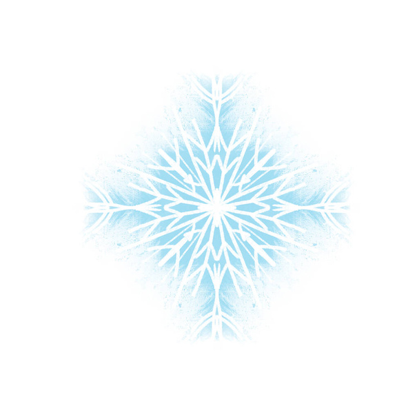 Schneeflocke Illustration in blauer Farbe isoliert auf weißem Hintergrund mit Text Hallo Winter - Foto, Bild