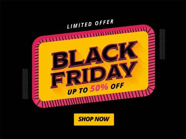 UP TO 50% Off For Black Friday Sale Poster Design For Advertising. - Vektör, Görsel