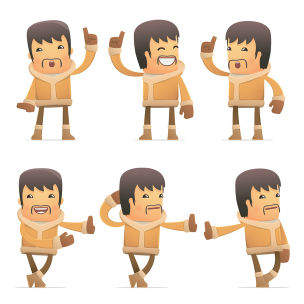 set of eskimo character in different poses - Vector, Image
