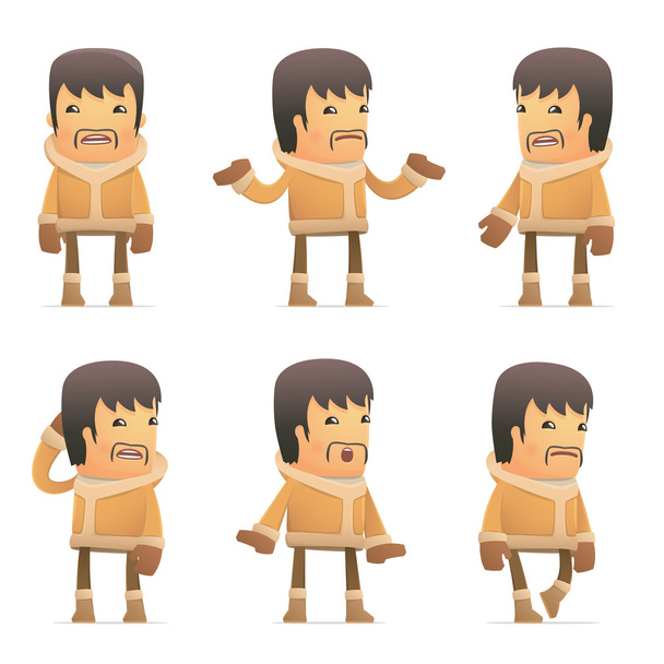 jogo de caráter eskimo em poses diferentes
 - Vetor, Imagem