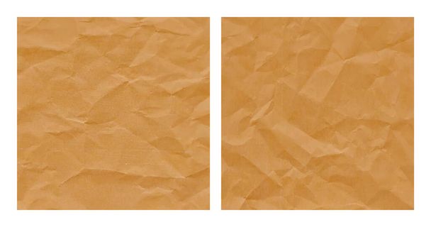 Realistic crumpled brown paper texture background set - Vector, Image