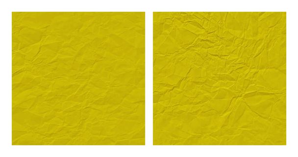 Realistinen rypistynyt keltainen paperi rakenne tausta asettaa - Vektori, kuva