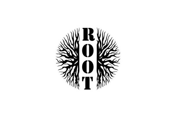 Vector gráfico creativo de raíz verde en plantilla de diseño de logotipo de fondo blanco - Vector, imagen